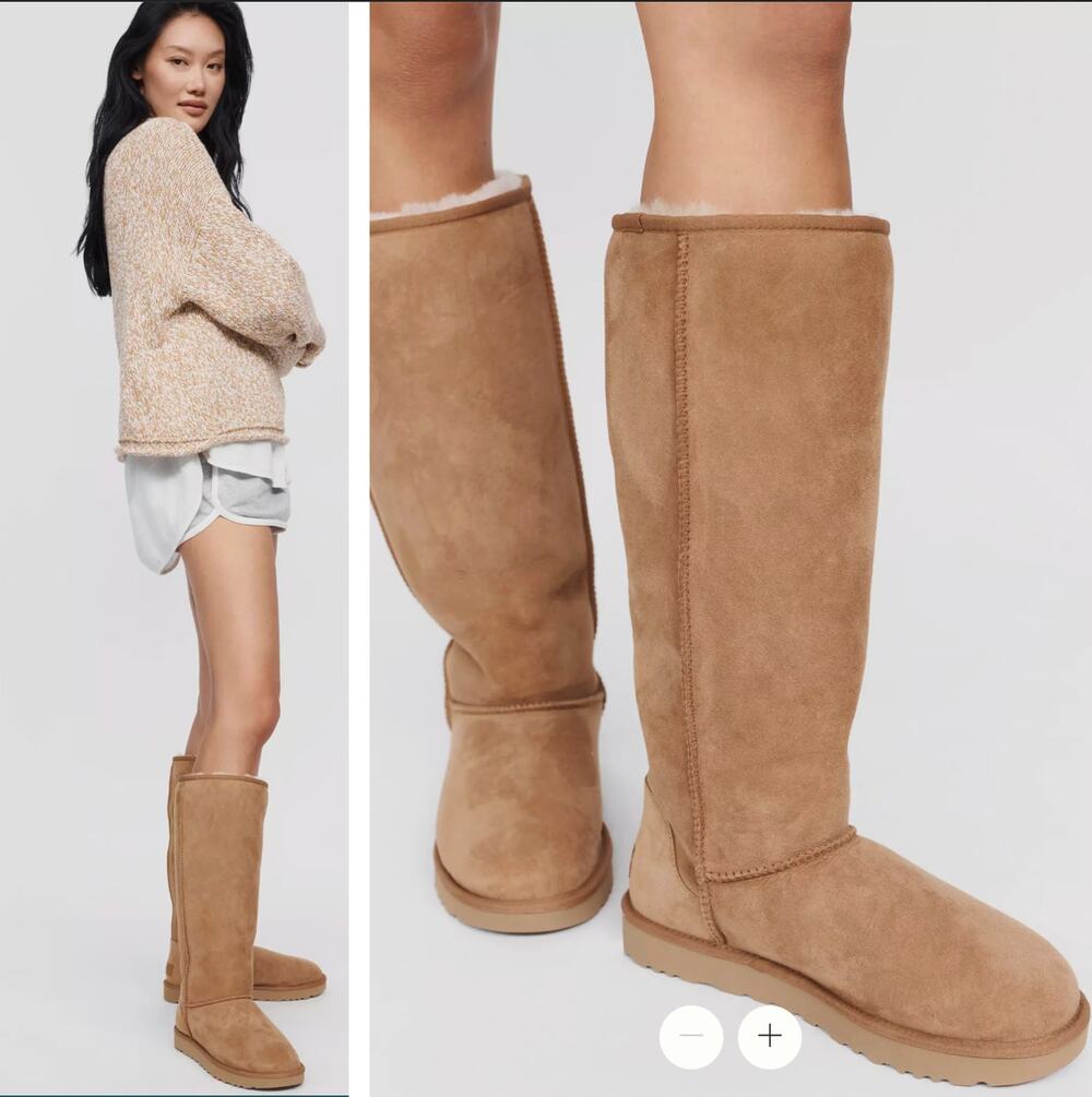 UGGxAnthropologie 9 Classic Ultra Tall Boots $295 Knee High Shearling Chestnut